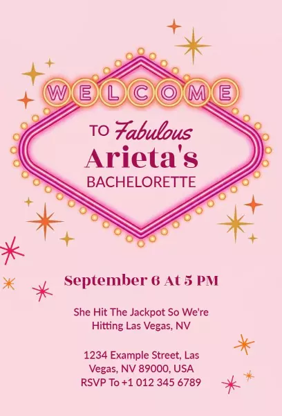 Fabulous Las Vegas Bachelorette Party Celebration Invitation Template