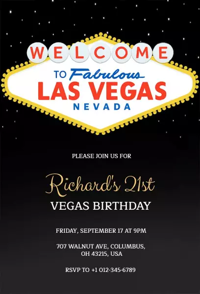 Fabulous Vegas 21st Birthday Celebration Invitation Template