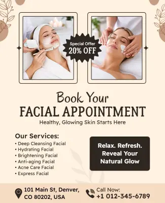 Facial Appointment Promotional Offer Flyer Template