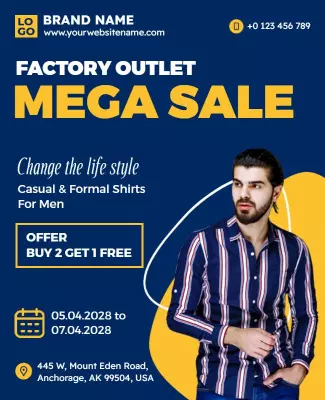Factory Outlet Mega Sale Promotion Flyer Template