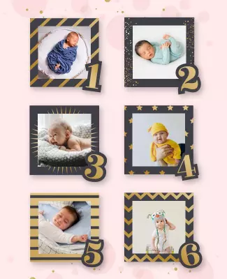 Stylish Modern Baby Photo Showcase Collage Flyer Template