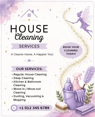 Fairy-Themed House Cleaning Services Flyer Template