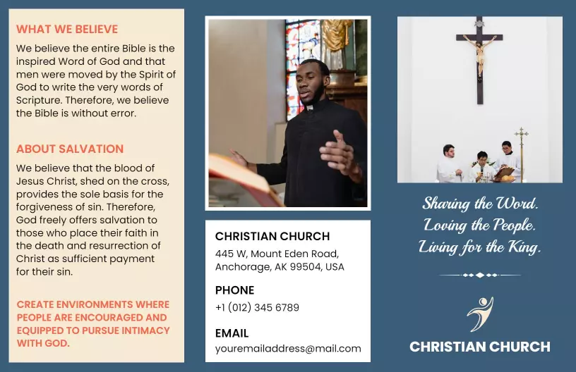 Faith-Based Community Beliefs and Salvation Church Brochure Template
