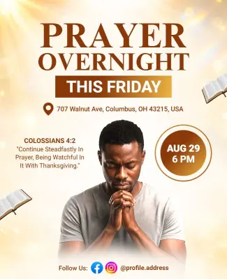 Faith-Based Overnight Prayer Service Flyer Template