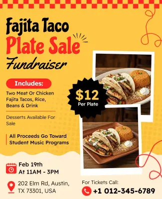 Fajita Taco Fundraiser Plate Sale Flyer Template