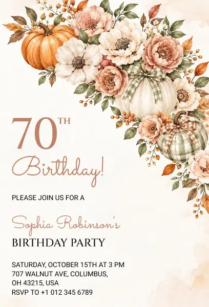 Fall 70th Birthday Celebration Invitation Template