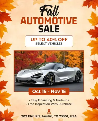 Fall Automotive Sale Promotional Flyer Template