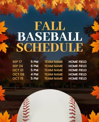 Fall Baseball Season Schedule Flyer Template