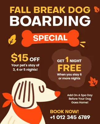 Fall Break Dog Boarding Special Offer Flyer Template