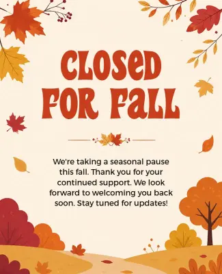 Fall Business Closure Information Poster Template