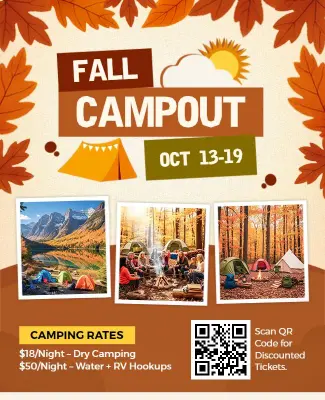 Fall Campout Event with Discounted Rates Flyer Template