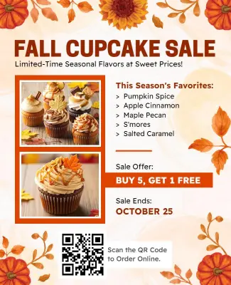 Fall Cupcake Sale Promotion Flyer Template
