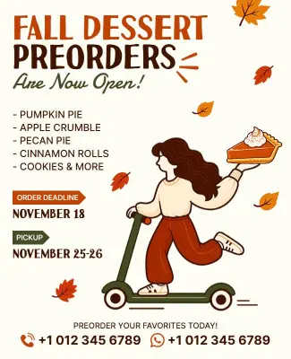 Fall Dessert Preorder Promotion Flyer Template