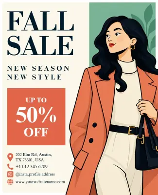 Fall Fashion Sale Discount Promotion Flyer Template