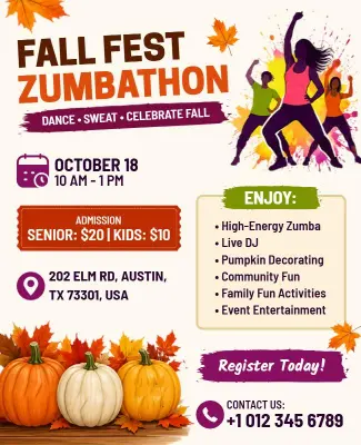 Fall Fest Zumbathon Dance Event Flyer Template