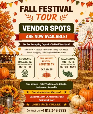 Fall Festival Tour Vendor Spots Announcement Flyer Template