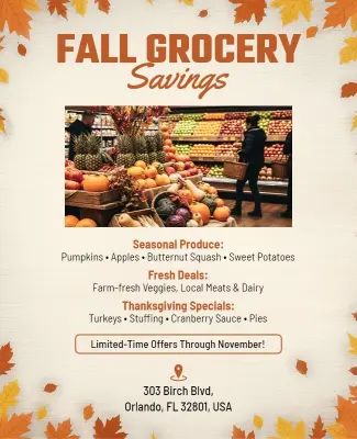Fall Grocery Savings Event Flyer Template