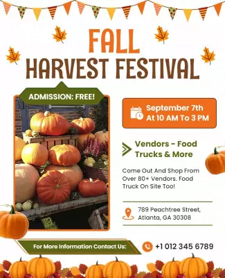 Fall Harvest Festival Community Event Flyer Template