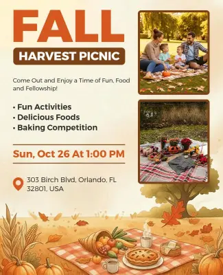 Fall Harvest Picnic Event Flyer Template
