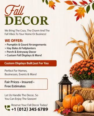 Fall Home Decoration Service Flyer Template