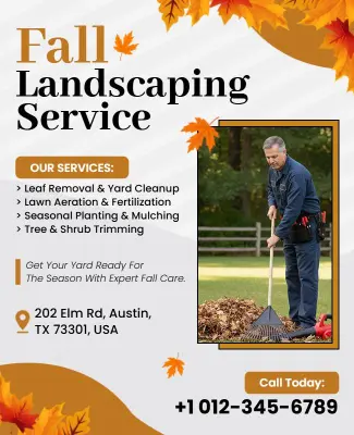 Fall Landscaping Service Promotion Flyer Template