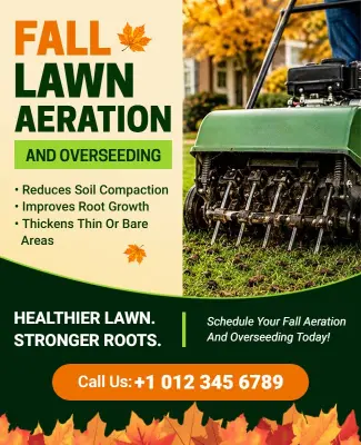 Fall Lawn Aeration and Overseeding Service Flyer Template