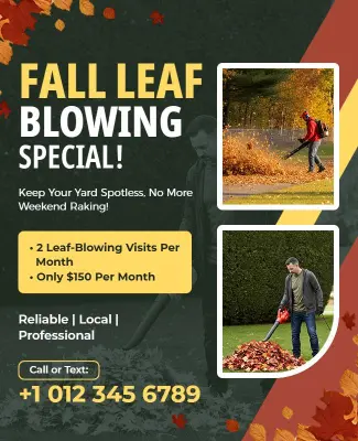 Fall Leaf Blowing Service Promotional Flyer Template