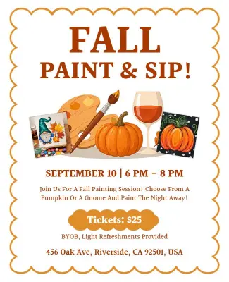 Fall Paint and Sip Event Flyer Template