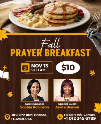 Fall Prayer Breakfast Event Flyer Template