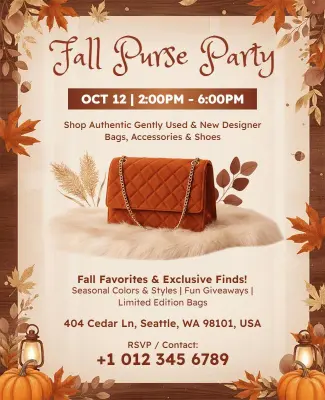 Fall Purse Party Event Flyer Template
