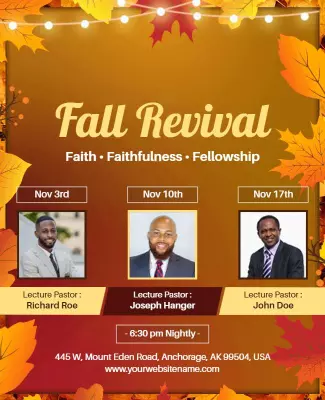 Fall Revival Faith and Fellowship Event Flyer Template