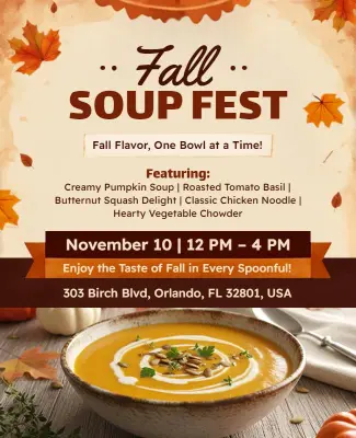 Fall Seasonal Soup Festival Flyer Template