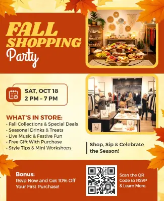 Fall Shopping Party Celebration Flyer Template