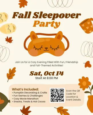 Fall Sleepover Party Event Flyer Template