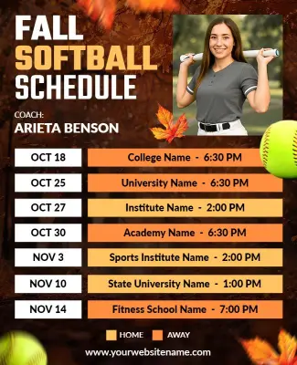 Fall Softball Tournament Schedule Flyer Template