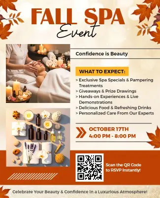 Fall Spa Event Pampering Experience Flyer Template