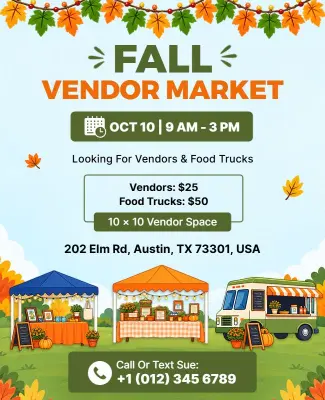 Fall Vendor Market Event Flyer Template