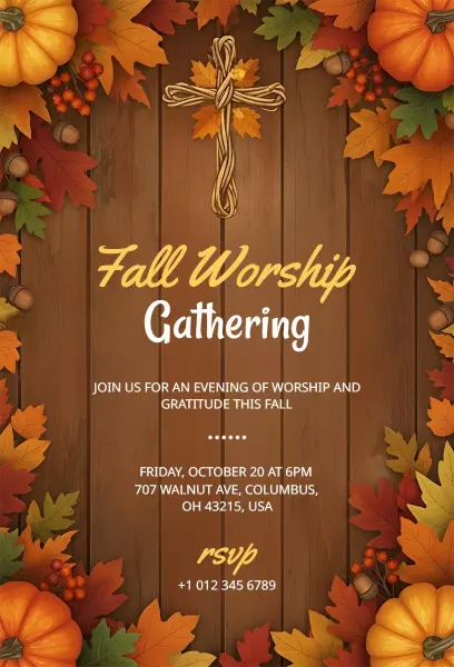 Fall Worship Gathering Church Invitation Template