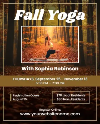 Fall Yoga Class Promotional Flyer Template