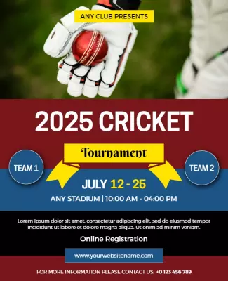 Falu Red Cricket Flyer Template
