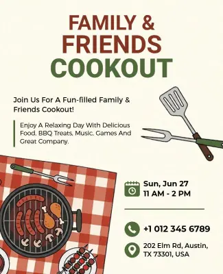 Family and Friends Cookout Flyer Template