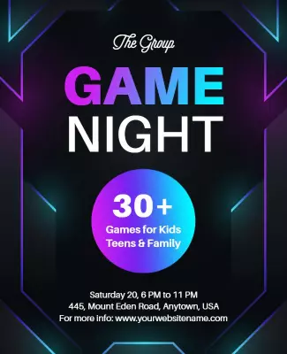 Family and Kids Game Night Event Flyer Template