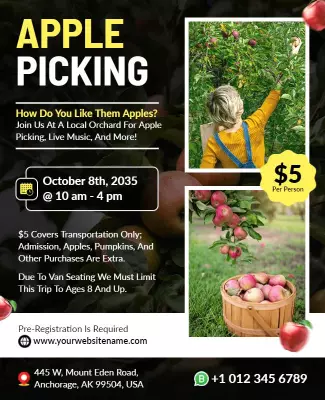 Family Apple Orchard Picking Event Flyer Template