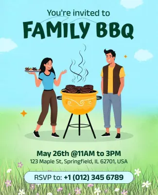 Family Barbecue Event Invitation Flyer Template