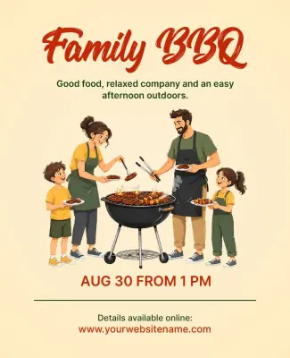 Family BBQ Event Announcement Poster Template