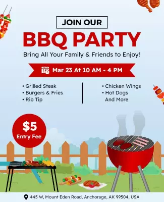 Family Bbq Party Event Flyer Template