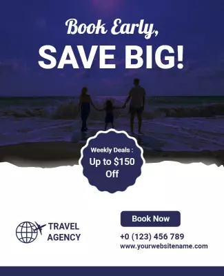 Family Beach Vacation Promotion Flyer Template
