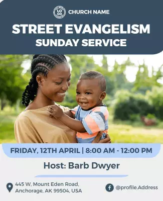 Family-Centered Community Street Evangelism Service Poster Template