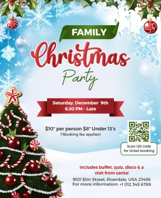 Family Christmas Party Celebration Flyer Template