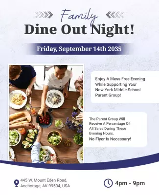 Family Dine Out Fundraiser Event Flyer Template